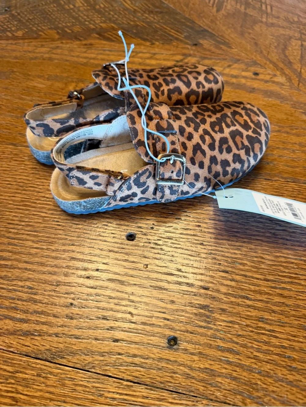 Cat & Jack Leopard Print Moccasin Slip-Ons in Brown and Black Sz 12 adjustable
